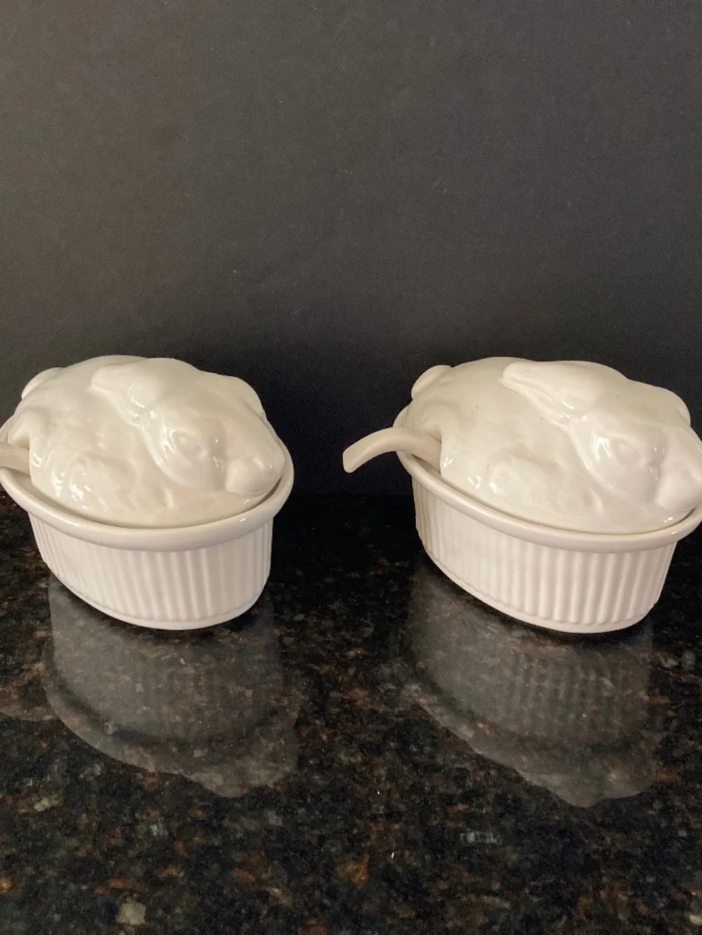 California Pottery White Rabbit Soup Tureen/Individual Size/2 Available/NEW!